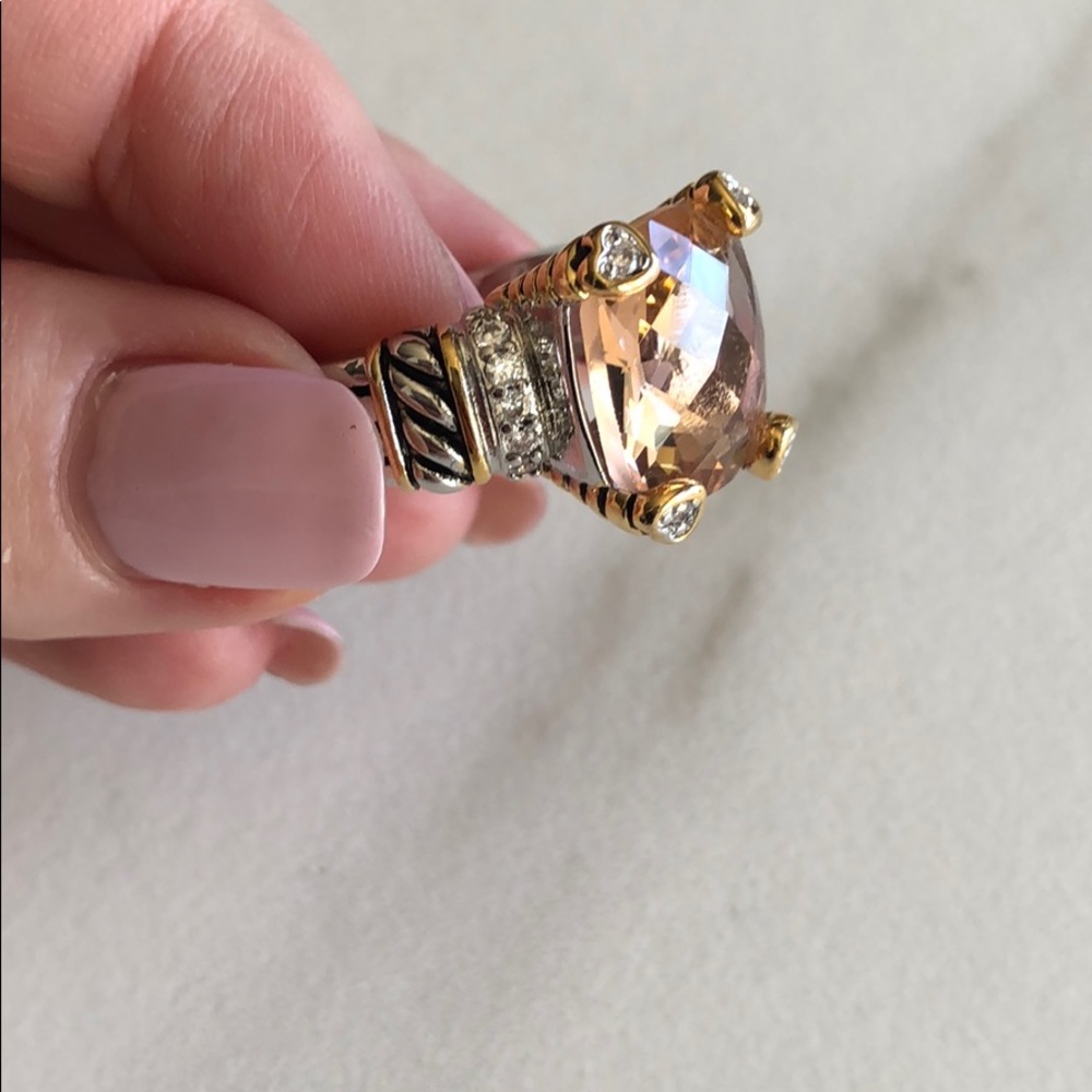 π Morganite Sterling Gold Noblesse Ring - Picture 5 of 6